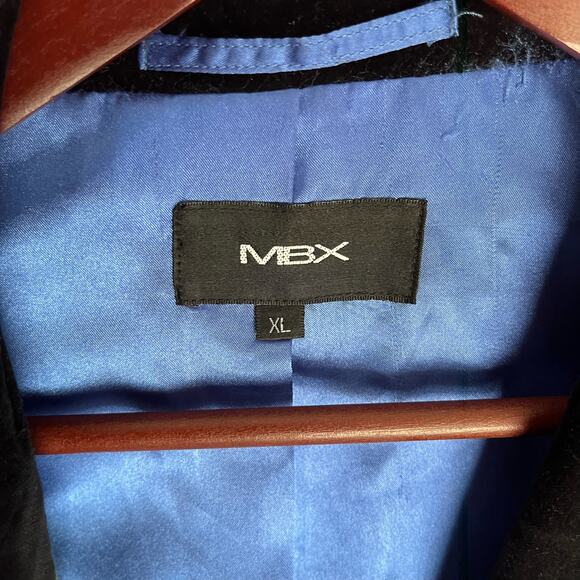 Velour Trimmed MBX Blazer Blue Silky Lined Pin Stripe Mens XL Sports Coat Preppy - Picture 3 of 11